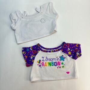 Build a bear workshop stuffed animal clothing 2 tops rhinestone rainbow
